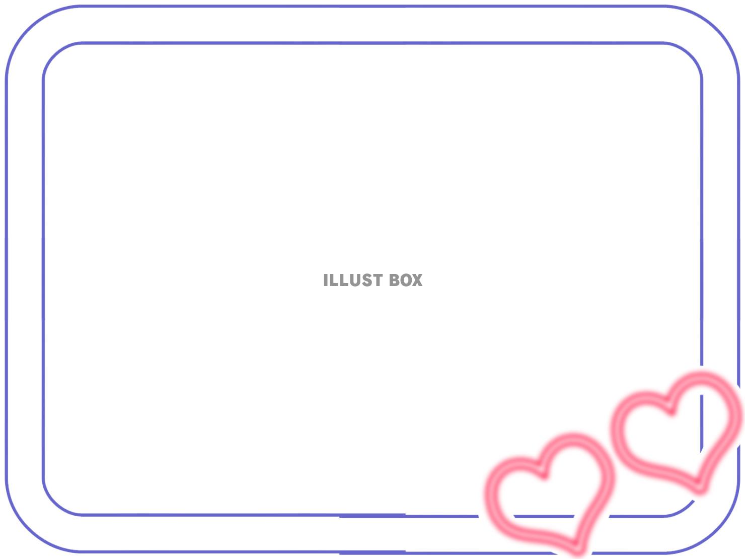 ネオンハートのフレーム素材シンプル飾り枠イラスト