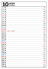 2025年10月　六曜入り　縦型カレンダー　
