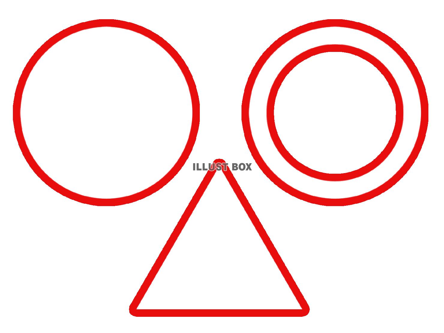 丸と三角と二重丸のシンプルな図形イラスト背景壁紙png透過
