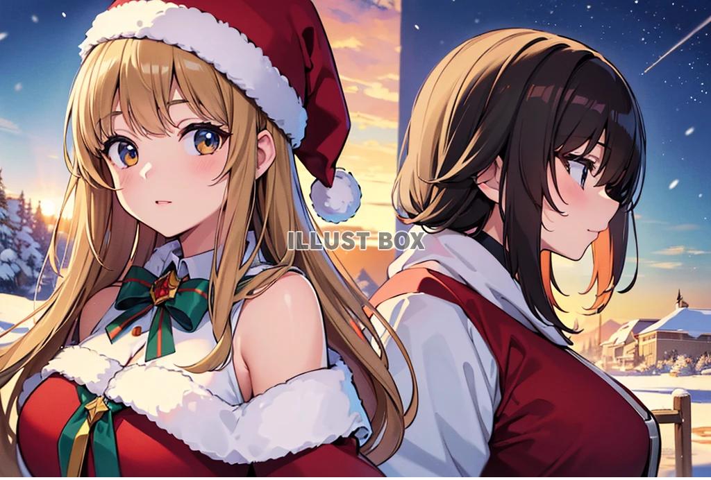 女性サンタクロースのイラスト　クリスマスカード・フレーム ハ...