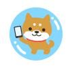 泡の中でスマホを持った柴犬　透過png