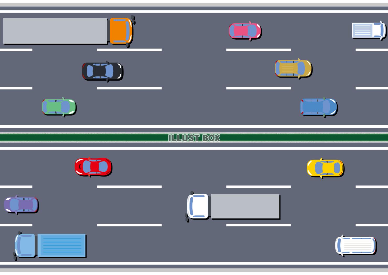 上から見た道路と走行する車