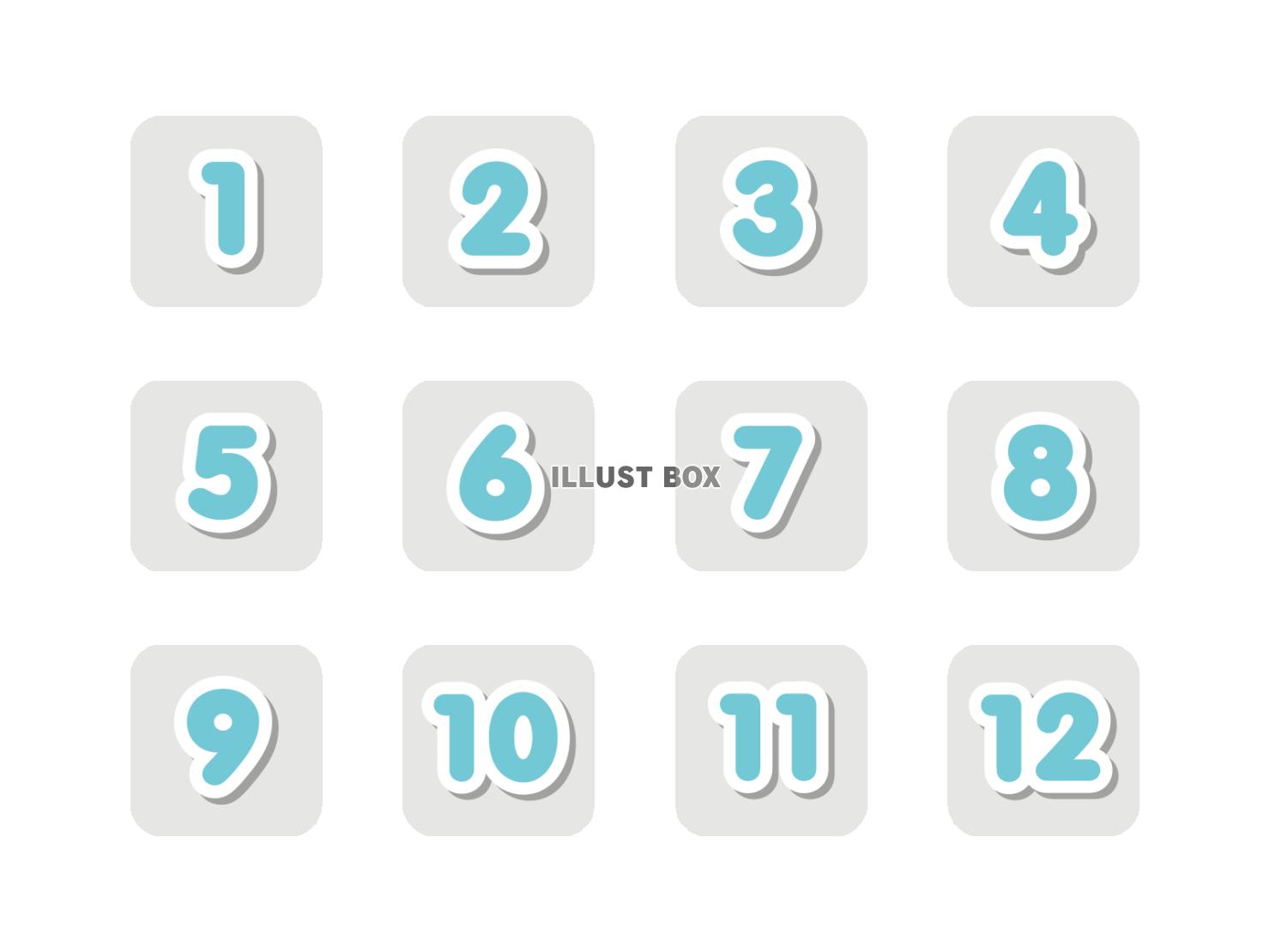 かわいい数字のアイコンセット（四角）