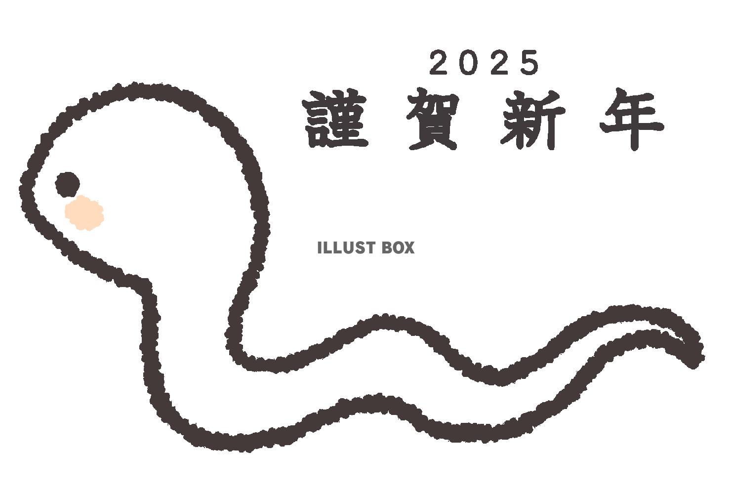 ２０２５年　シンプルなヘビの年賀状　２