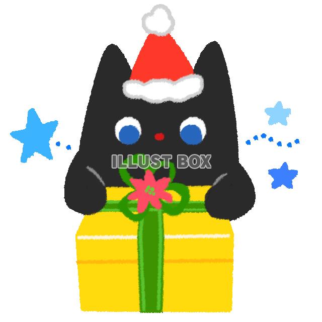 クリスマスプレゼントを持った黒猫