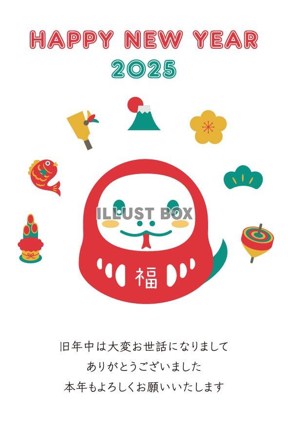 2025年年賀状、正月アイテムとへびだるま11