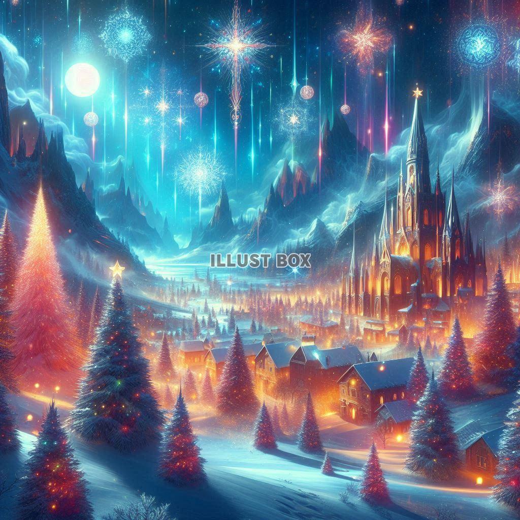 幻想的な風景　クリスマスのイラスト　No286