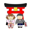 七五三　鳥居と女の子と男の子