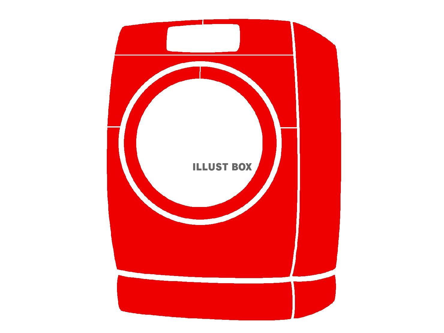 赤色の洗濯機のシルエット