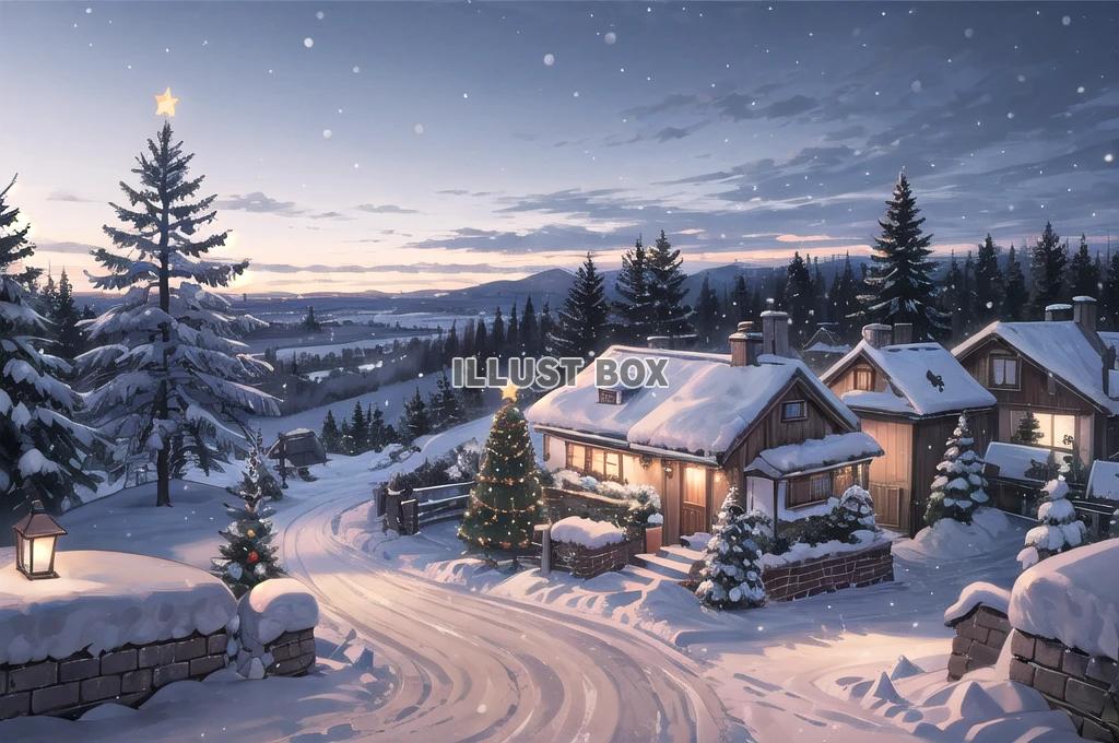 幻想的な風景　クリスマスのイラスト　No320