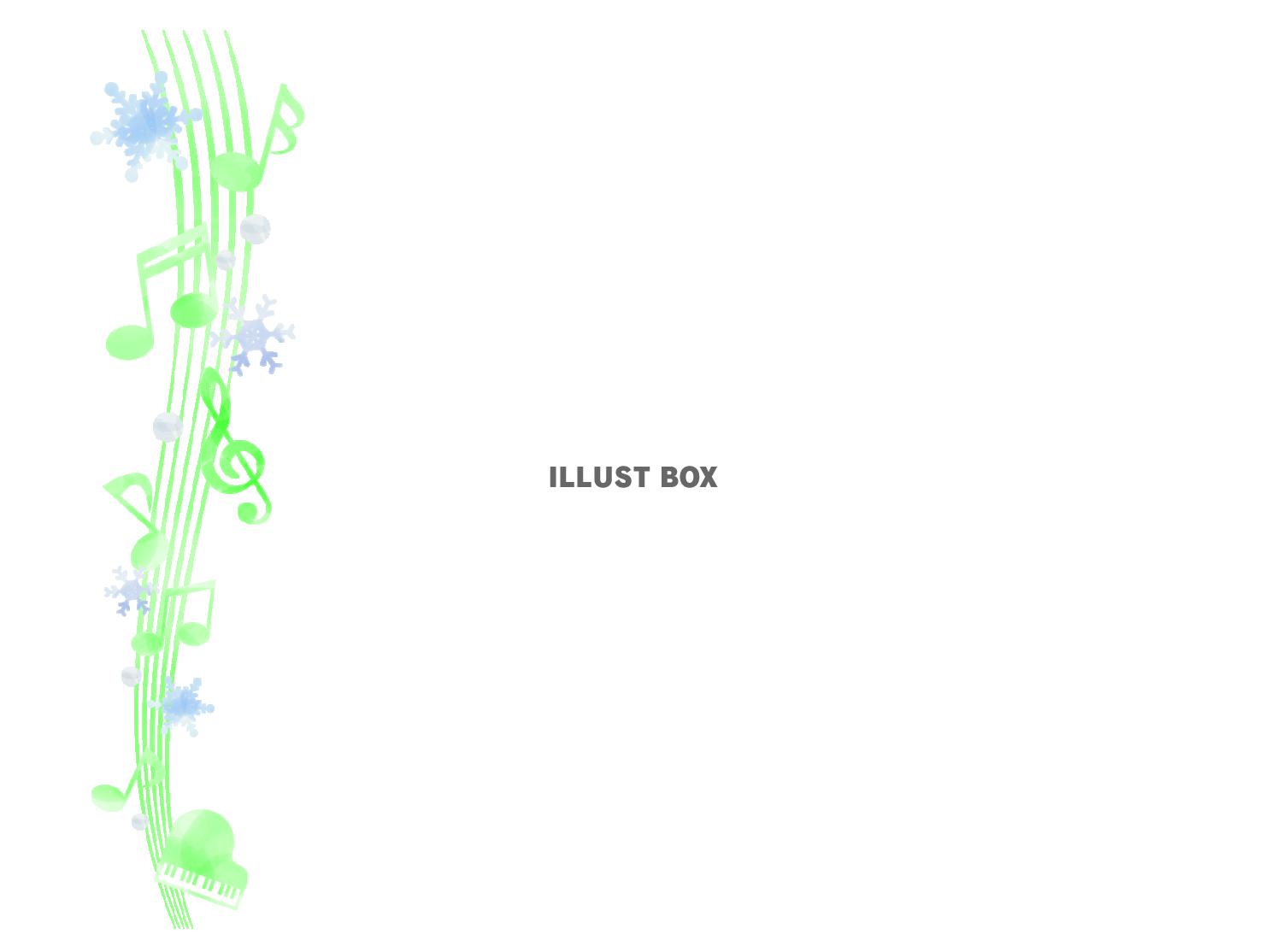 音符と雪の結晶の縦ライン04　緑色