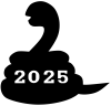 ヘビのシルエットの年号２０２５　黒１