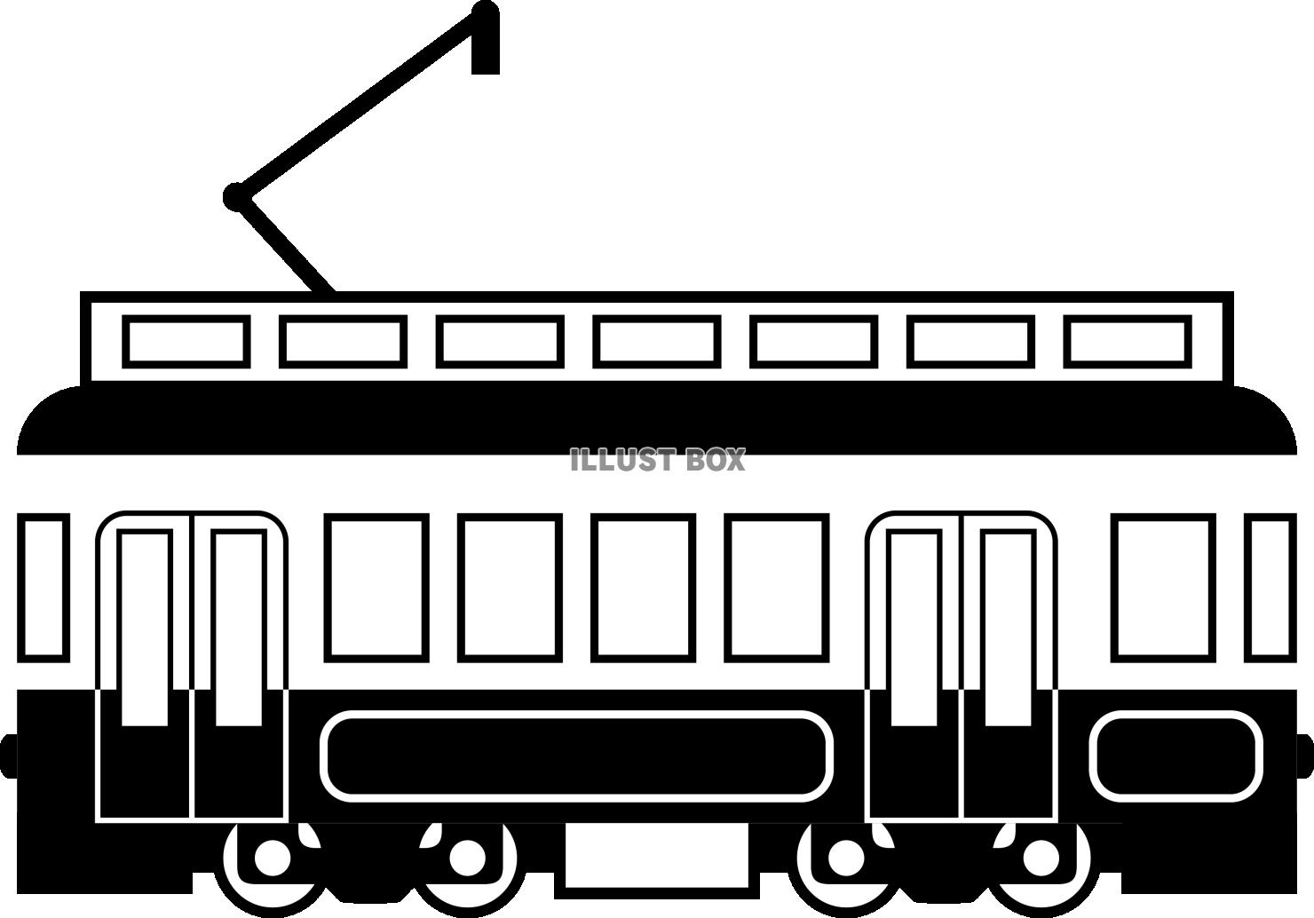  路面電車のシルエット 