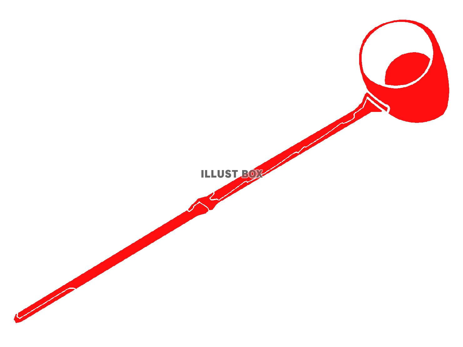赤色の柄杓のシルエット