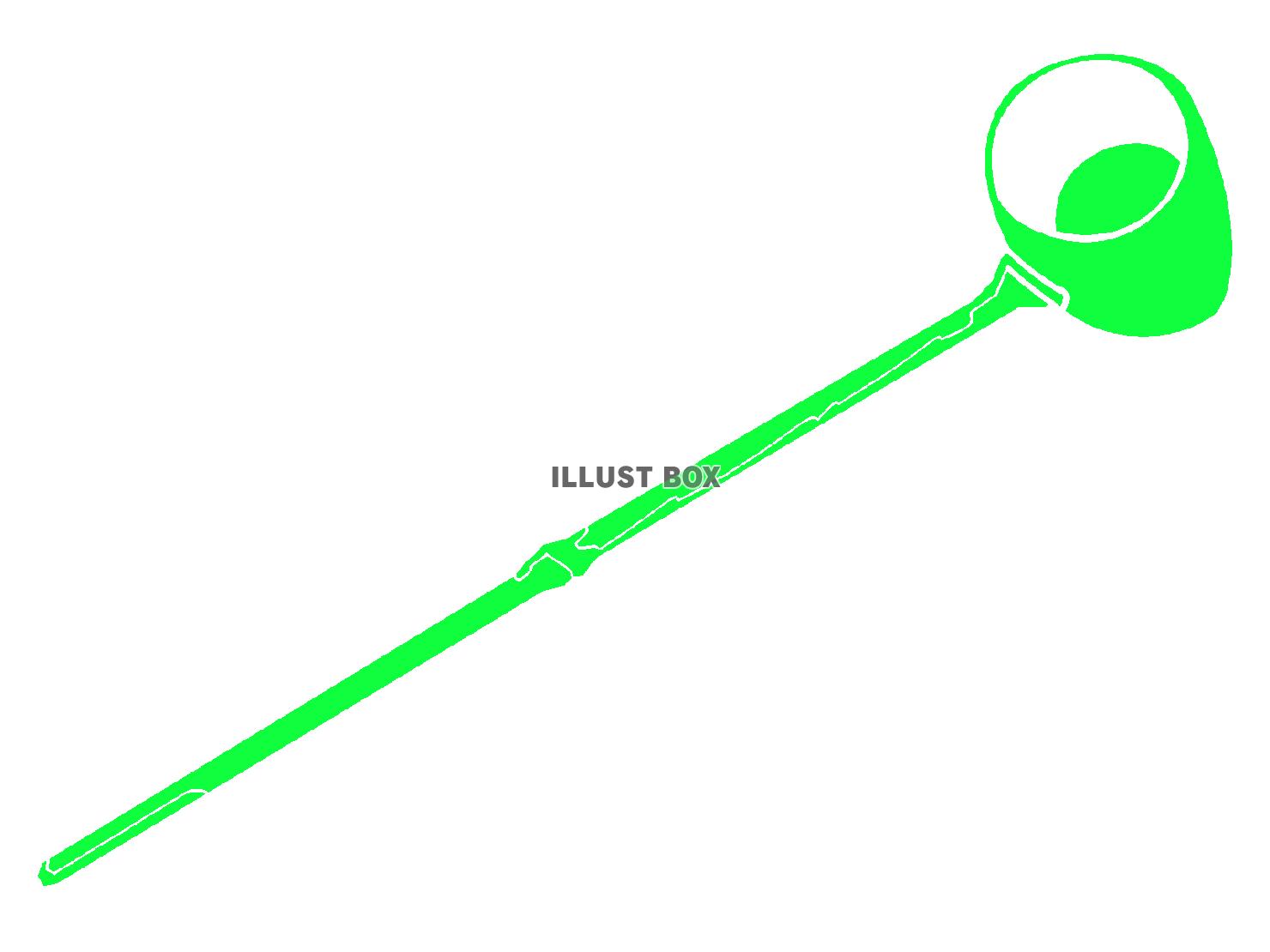 緑色の柄杓のシルエット