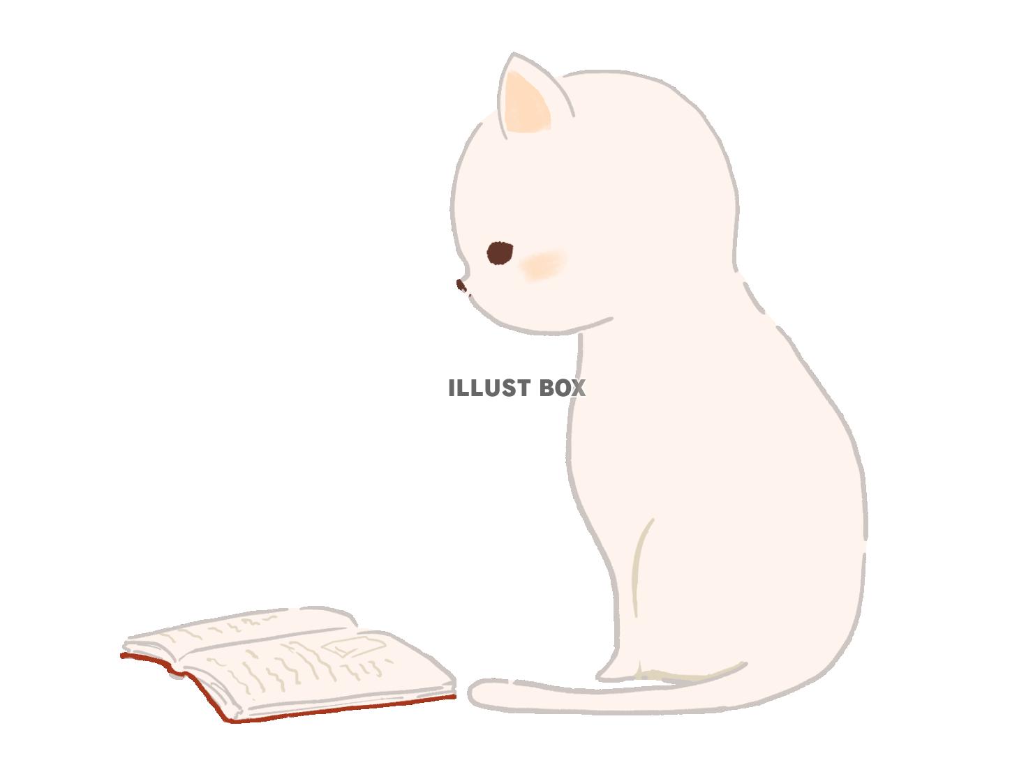 本を読む猫のイラスト