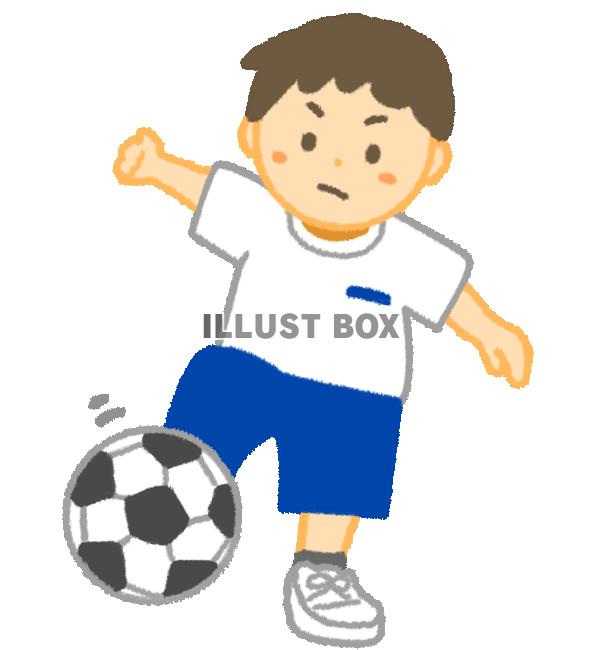 サッカーをしている男子学生