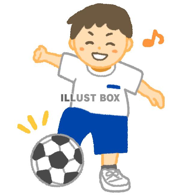 嬉しそうにサッカーをしている男子学生