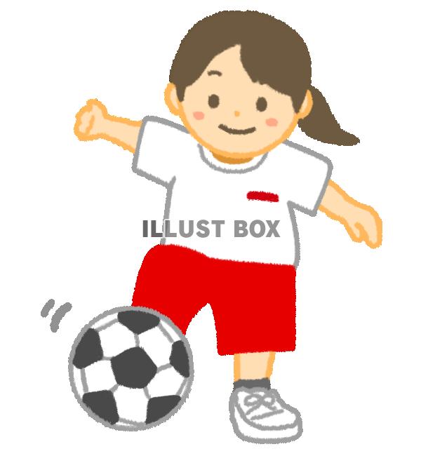 体操服でサッカーをしている女子学生