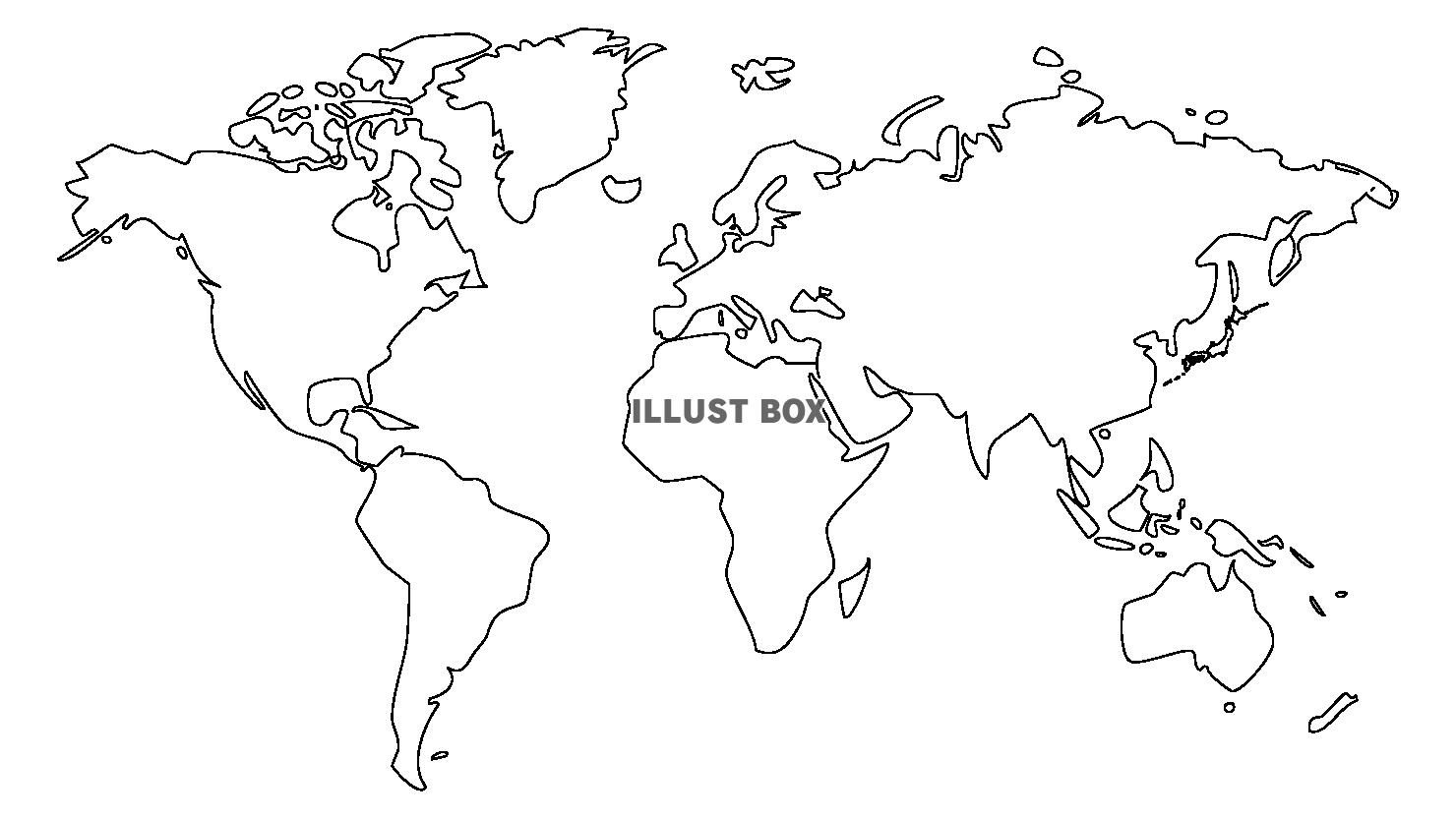 デフォルメスタンダード世界地図　白黒