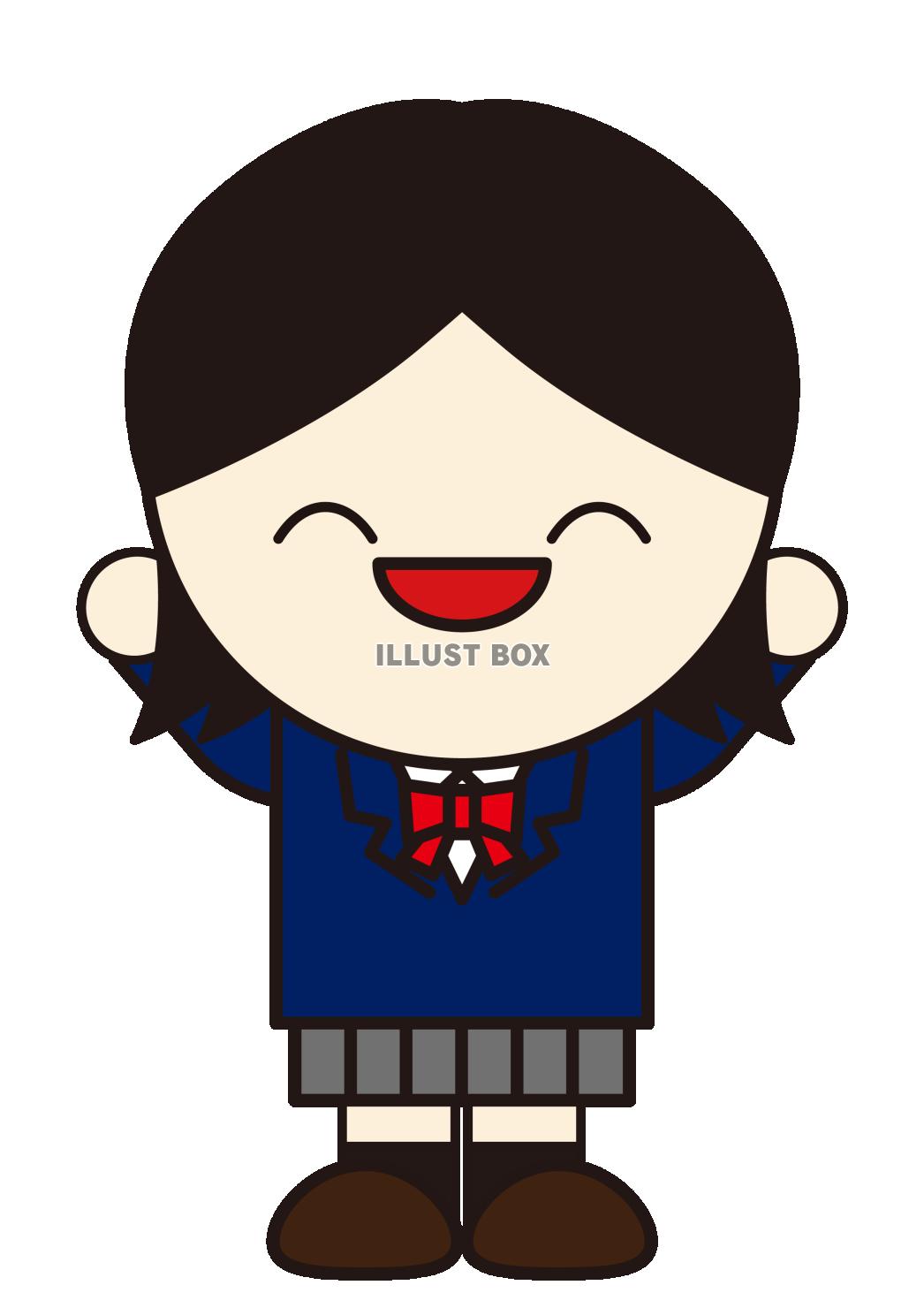 12_人物_高校生・ブレザーの制服・女子・万歳