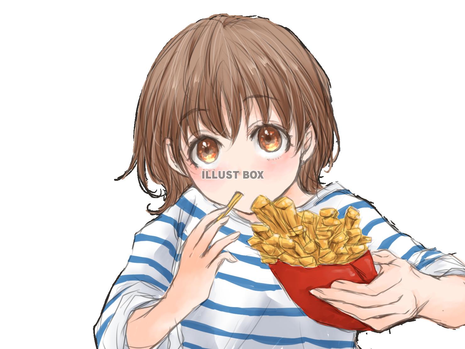 ポテトをすすめる女の子