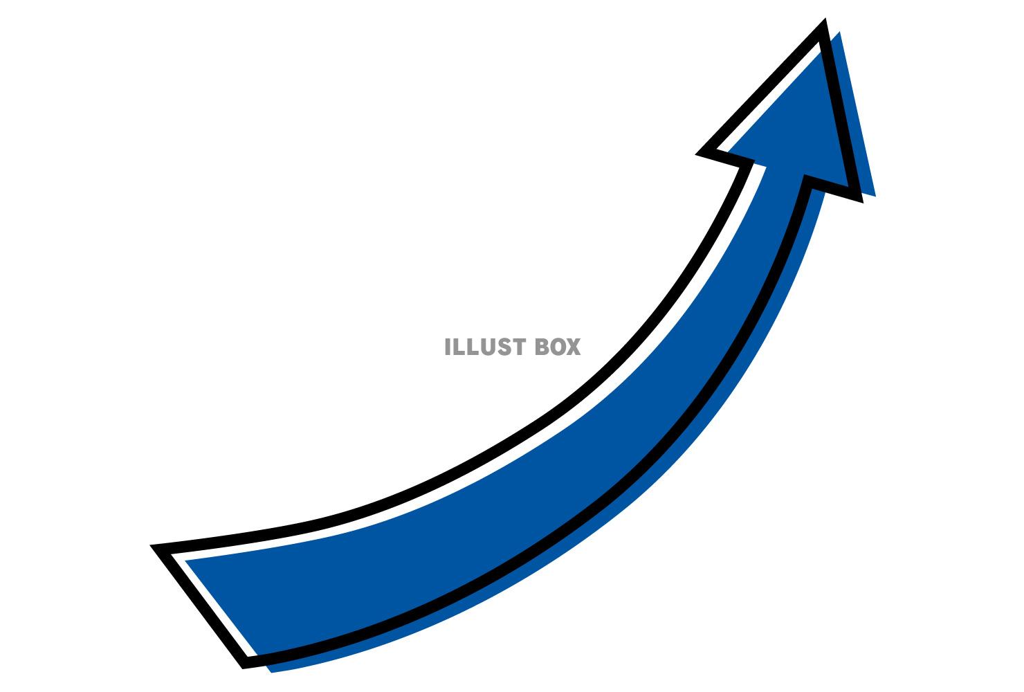 上昇アップ矢印アイコン/黒ライン・青