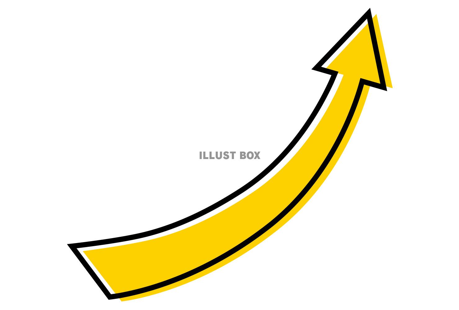 上昇アップ矢印アイコン/黒ライン・黄色